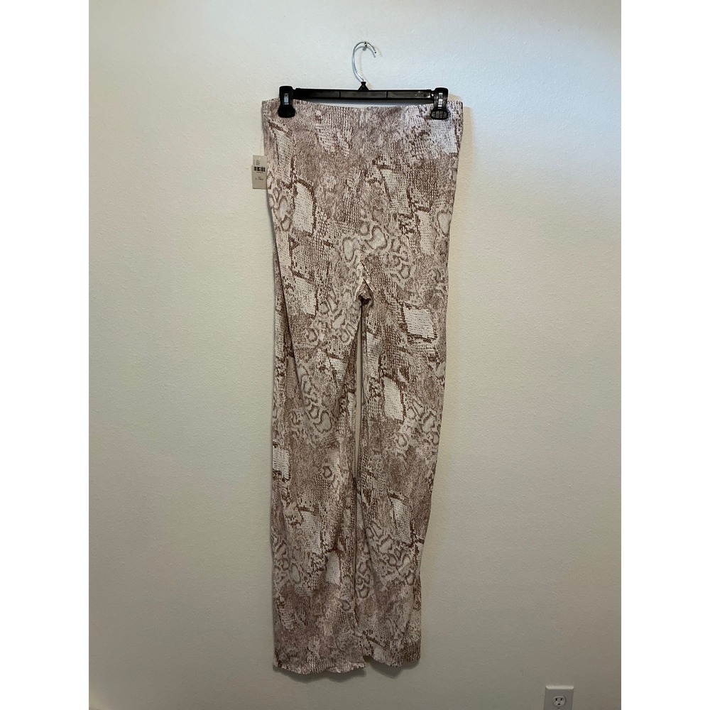 Anthropologie Snake Print Wide Leg Pant L Tall NWT Brown Cream Viscose OB2240383 - Picture 10 of 10